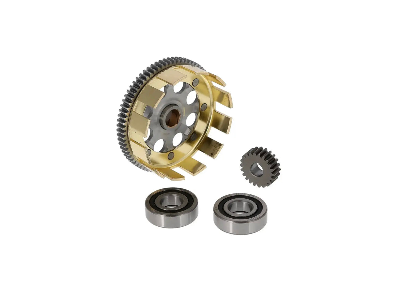 Set: Sport-Kupplungskorb + Antriebsritzel + Tuning Kupplungskorb Rollenlager, geradeverzahnt, 72/22 Zahn - Simson S51, S53, SR50, KR51/2 Schwalbe