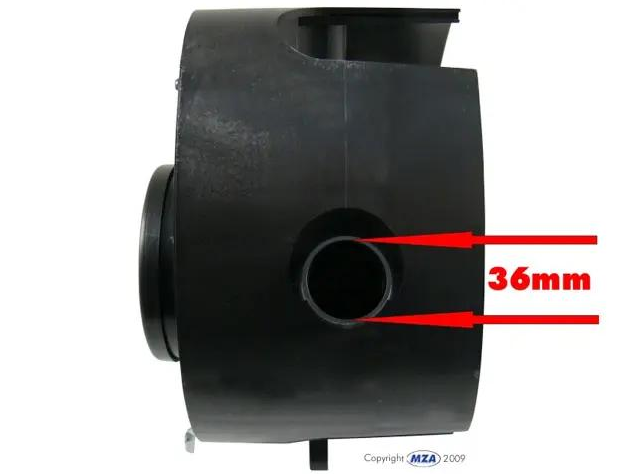 Airbox - Gehäusemittelteil mit FILU Tuningluftfilter, Auslass Ø36mm - Simson S50, S51, S53, S70, S83